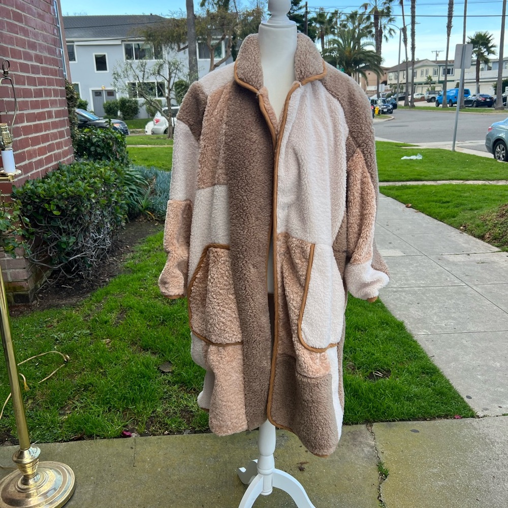 Anthropology patchwork Sherpa jacket